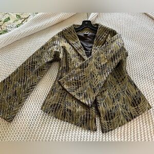 Grace Chuang Women's 100% Silk lined Blazer S-1 Button Flare Sleeve Shawl Collar